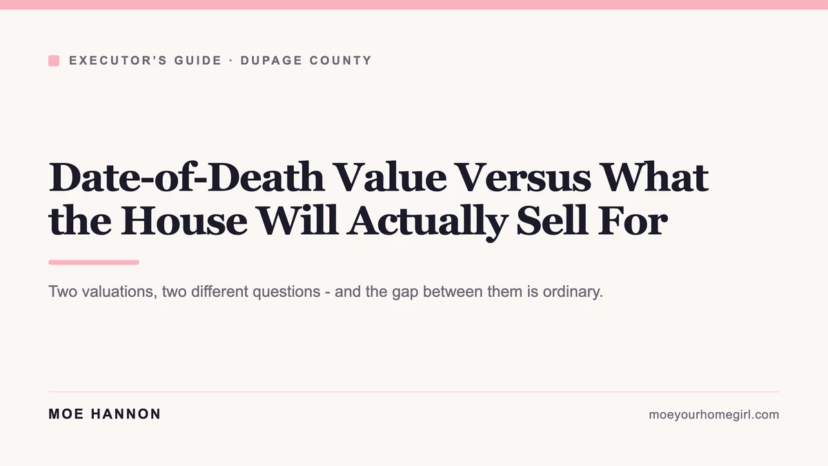 Date of death appraisal vs market value house, explained by a DuPage County realtor